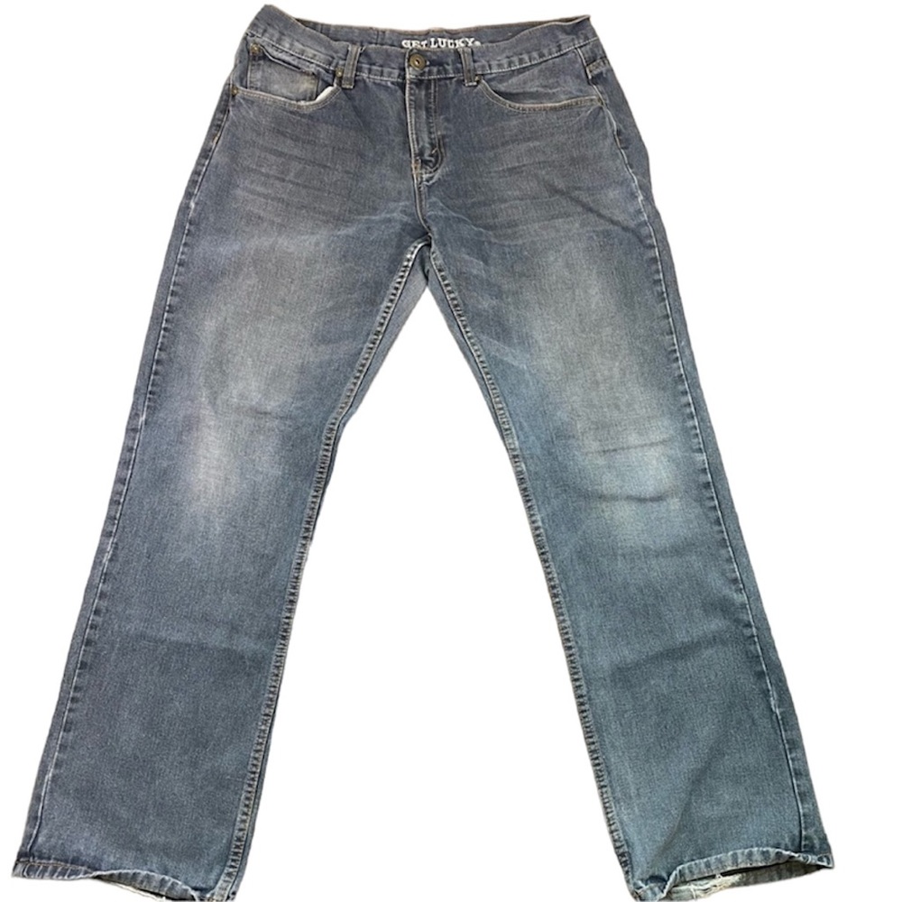 Get Lucky Men’s Straight Leg Relaxed Fit Faded Dark Wash Denim W36 L34(31)